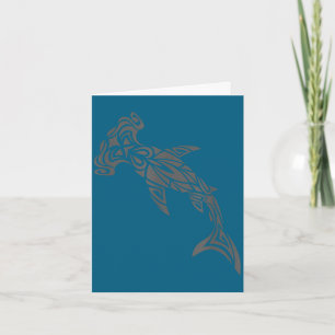 Hammerhead shark hawaiian polynesian tribal tattoo card