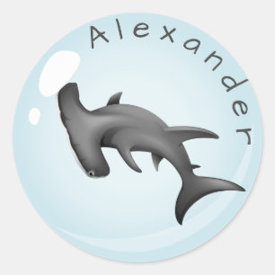 Hammerhead Shark in a  Bubble  Personalize Classic Round Sticker