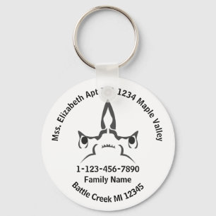 Hammerhead Shark Lost Family Home Address Keychain