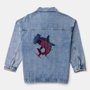 Hammerhead Shark Marine Life Water Colour Ocean An Denim Jacket