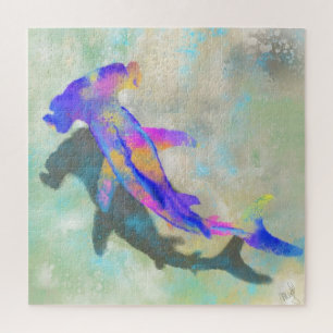 Hammerhead Shark -Migned Watercolor Art Collection Jigsaw Puzzle
