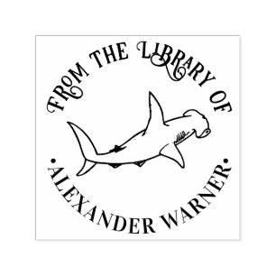 Hammerhead Shark Ocean Theme Round Library Book Self-inking Stamp