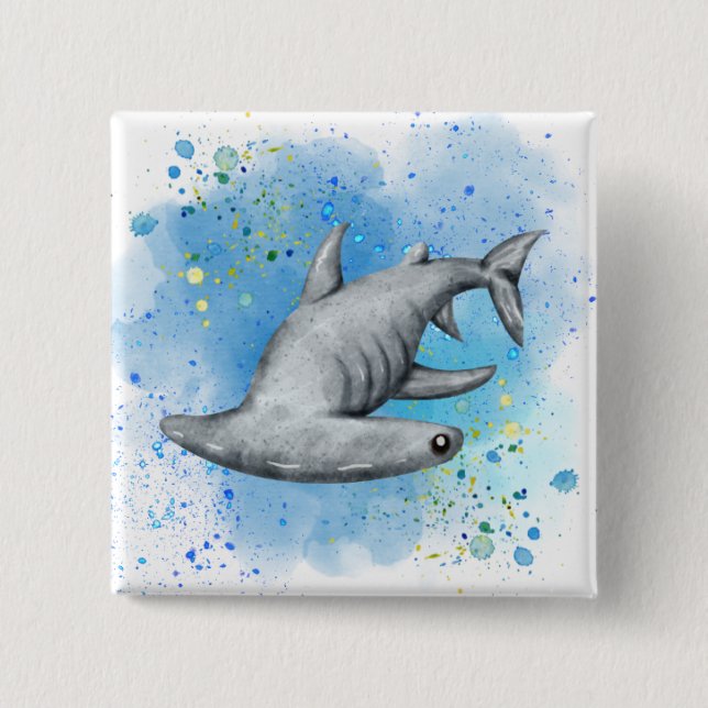 Hammerhead Shark on a button (Front)