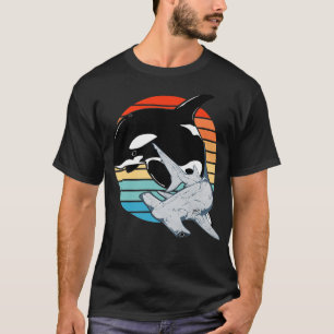 Hammerhead Shark Orca Vintage Sunset Shark DayT-Sh T-Shirt