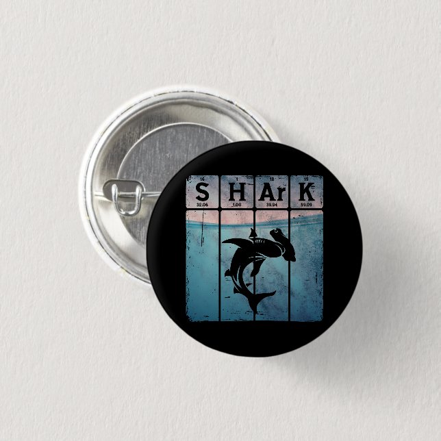 Hammerhead Shark Periodic Table Elements Chemistry 1 Inch Round Button (Front & Back)