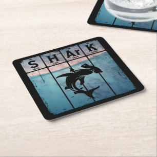 Hammerhead Shark Periodic Table Elements Chemistry Square Paper Coaster