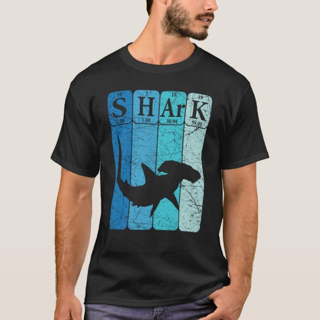 Hammerhead Shark Periodic Table Elements Retro Sha T-Shirt (Front)