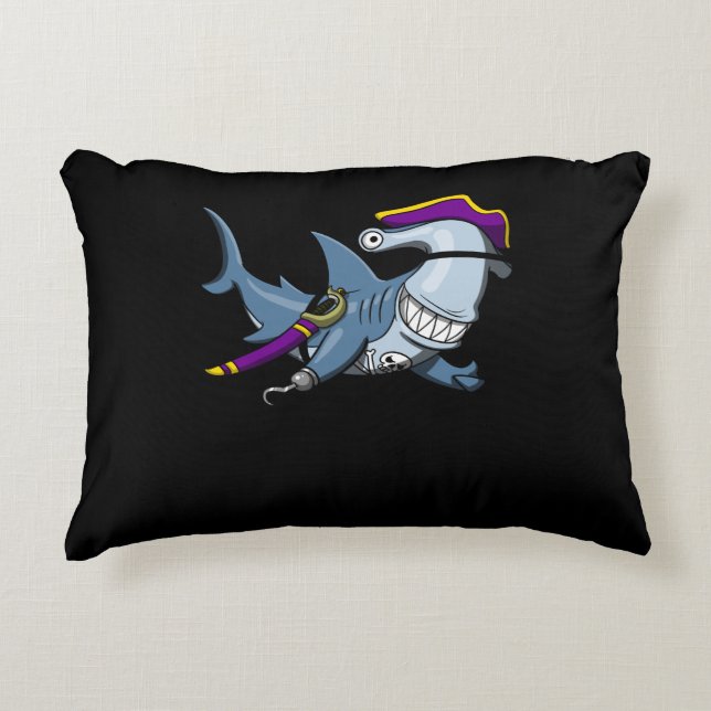 Hammerhead Shark Pirate Ocean Accent Pillow (Front)