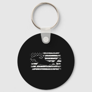 Hammerhead Shark Us Flag Independence Day Keychain