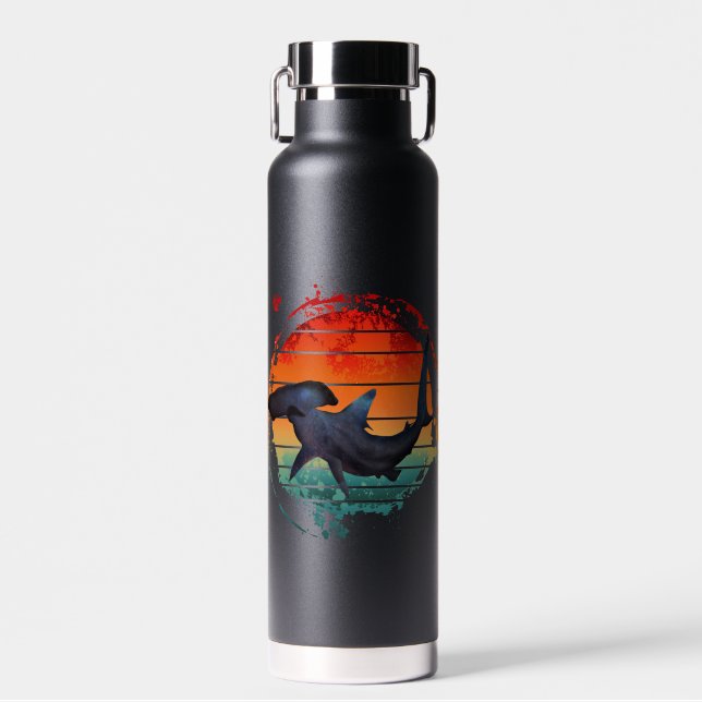 HAMMERHEAD SHARK VINTAGE SUNSET WATER BOTTLE (Front)