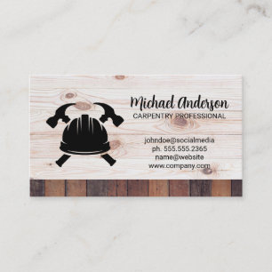 Hammers and Hardhat   Wood Business Card