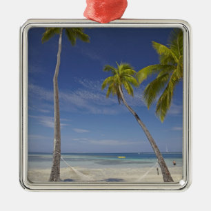Hammock and palm trees, Plantation Island Resort Metal Ornament