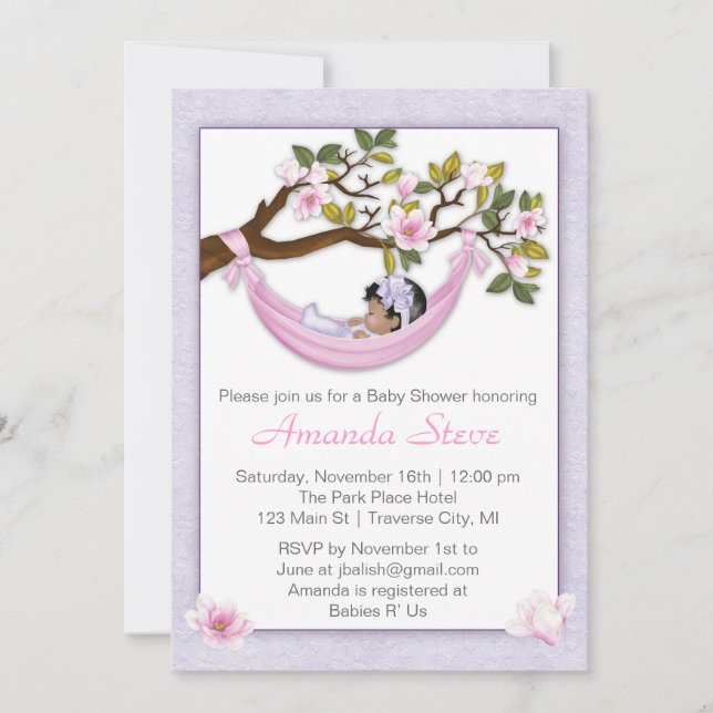 Hammock Baby Shower Invitation - African American (Front)
