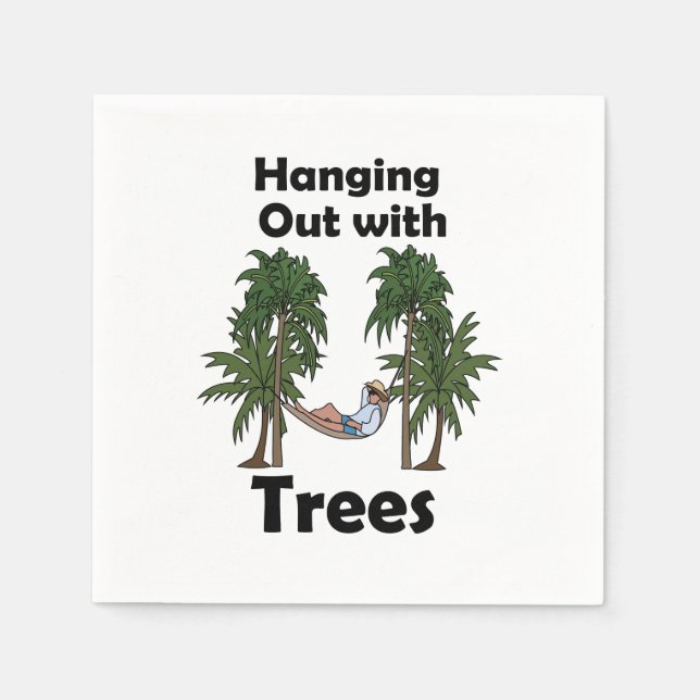 Hammock Camping Hanging Out With Trees Party Napkin (Front)