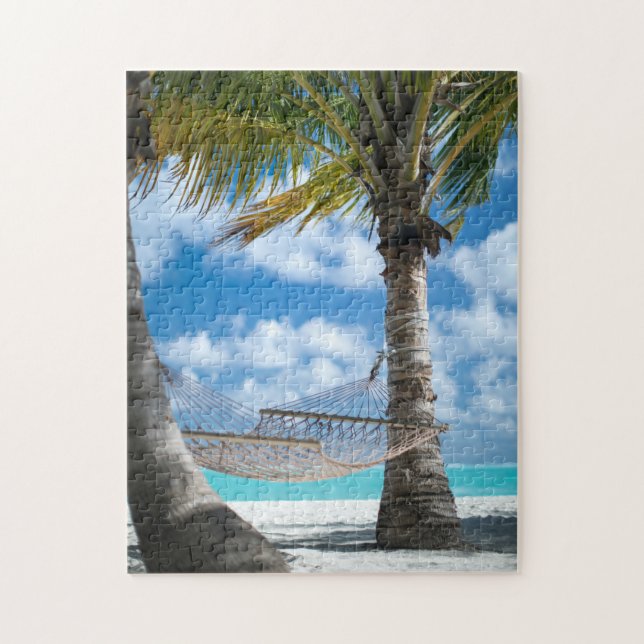 Hammock Coconut Trees Summer Holiday Photo Jigsaw Puzzle (Vertical)