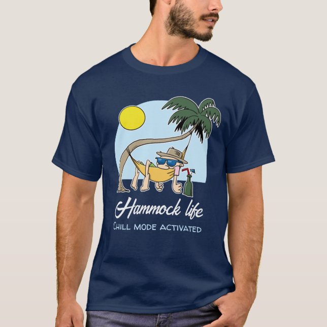 Hammock Life Chill Mode Activated Funny Cartoon T-Shirt (Front)