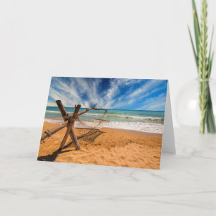 Hammock on a Tropical Beach Resort Card