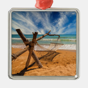 Hammock on a Tropical Beach Resort   Thailand Metal Ornament