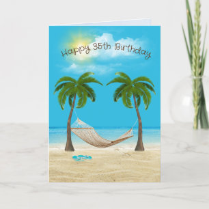 Hammock on Beach 35th Birthday Card
