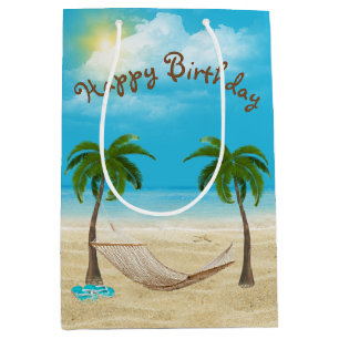 Hammock on Beach Birthday  Medium Gift Bag