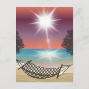 Hammock on the Beach Sunny Sky Zen Postcard