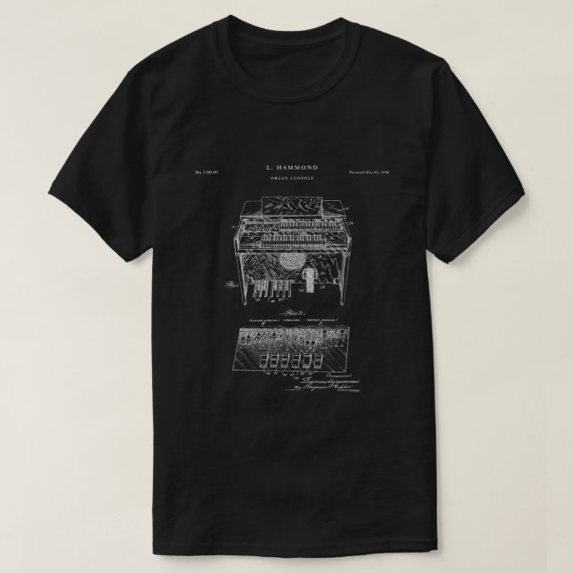 Hammond Organ Patent  T-Shirt (Design Front)