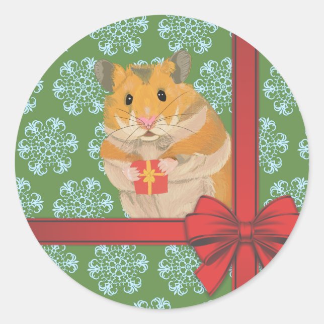 Hammy Christmas Hamster Christmas Classic Round Sticker (Front)