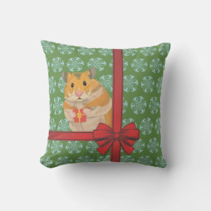 Hammy Christmas Hamster Christmas Throw Pillow