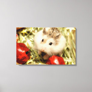 Hammyville - Cute Hamster and Red Bells Canvas Print