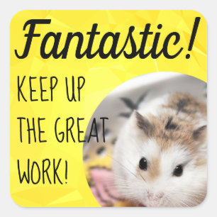 HammyVille - Cute Hamster Fantastic Great Work Square Sticker