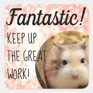 HammyVille - Cute Hamster Fantastic Great Work Square Sticker