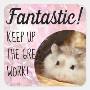HammyVille - Cute Hamster Fantastic Great Work Square Sticker