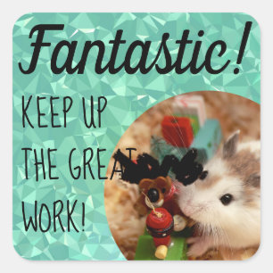 HammyVille - Cute Hamster Fantastic Great Work Square Sticker