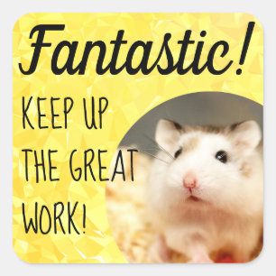 HammyVille - Cute Hamster Fantastic Great Work Square Sticker