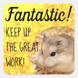 HammyVille - Cute Hamster Fantastic Great Work Square Sticker