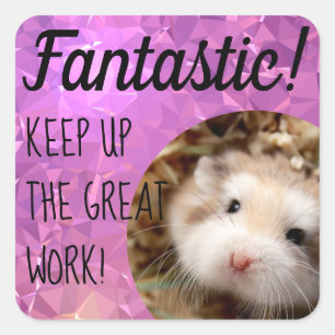 HammyVille - Cute Hamster Fantastic Great Work Square Sticker