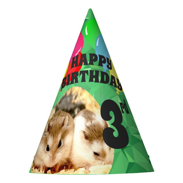 Hammyville - Cute Hamster Green Gems Party Hat (Front)