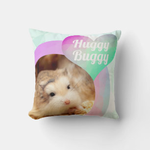 HammyVille - Cute Hamster Heart Huggy Buggy Throw Pillow