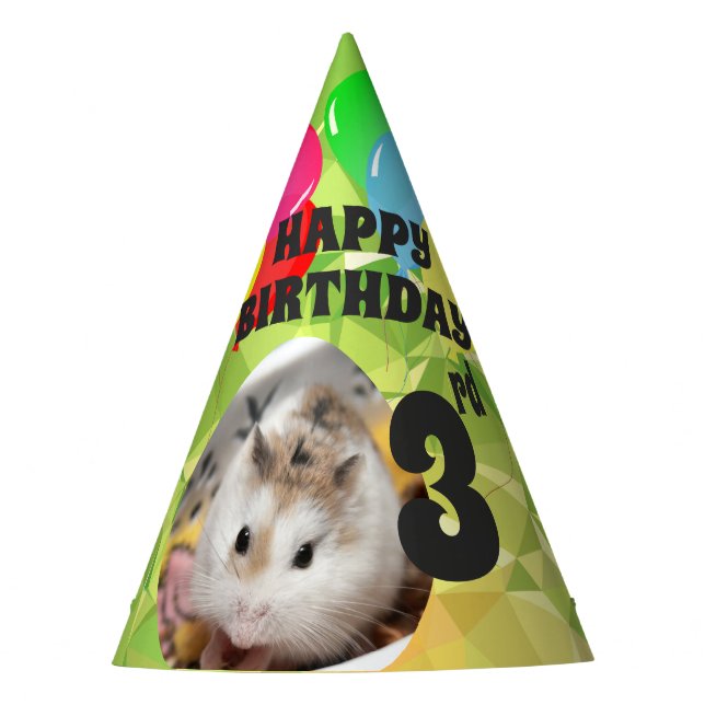 Hammyville - Cute Hamster Lime Green Gems Party Hat (Front)