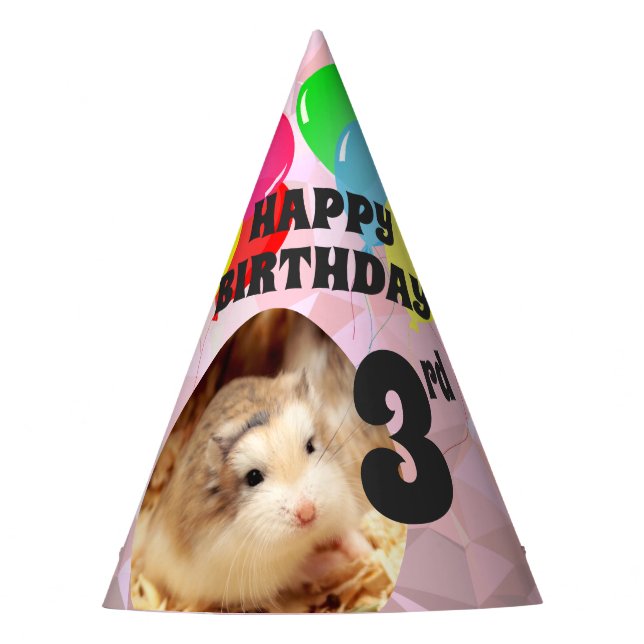 Hammyville - Cute Hamster Pink Gems Party Hat (Front)