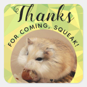 HammyVille - Cute Hamster Thanks for Coming Squeak Square Sticker