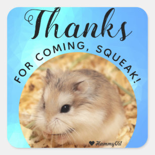 HammyVille - Cute Hamster Thanks for Coming Squeak Square Sticker