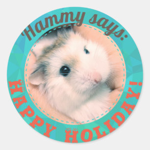 HammyVille - Hamster says Happy Holidays Classic Round Sticker
