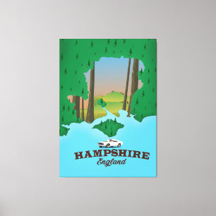 Hampshire England vintage travel poster. Canvas Print