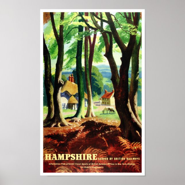 Hampshire England Vintage Travel Poster Restored (Front)