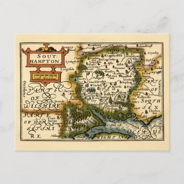 Hampshire, Southampton County England Carte histor (Devant)