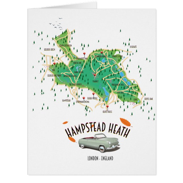 Hampstead Heath London England map (Front)