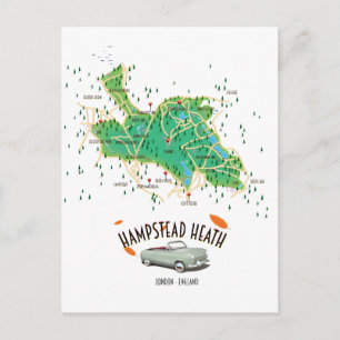 Hampstead Heath London England map Postcard