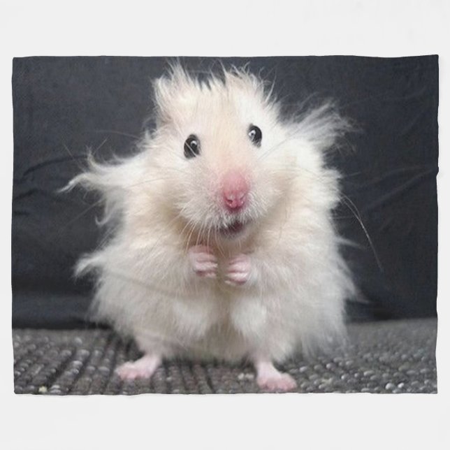 HAMPSTER BAD HAIR DAY FLEECE BLANKET (Front (Horizontal))