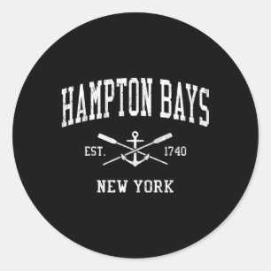Hampton Bays Ny Crossed Oars Boat Anchor Sports Classic Round Sticker